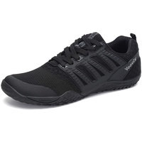 Voovix Herren Barfußschuhe Sportlich Traillaufschuhe Damen Outdoor Wanderschuhe Unisex Wide Toe Minimalistisch rutschfeste Turnschuhe Atmungsaktive Laufschuhe, Schwarz43 - 43 EU