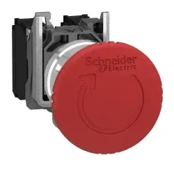 Schneider Electric XB4BS8444 Not-Aus/Not-Halt-Schalter, Harmony XB4, Metall, 22mm, rot, Pilz 40mm, Drehentriegelung, 2Ö