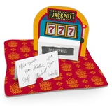 itenga Einarmiger Bandit Jackpot Slot Machine Geldgeschenk Gastgeschenk Verpackung Casino mit Bodenplatte, Geschenkkarte und Stickerbogen
