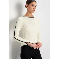 Strickpullover, mit Kontrastdetails, Gr. 38, offwhite black, , 59176254-38