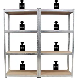 Baumarktplus Schwerlastregal 160x80x40 cm 2er Set Lagerregal Kellerregal Metallregal Garagenregal