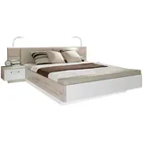 freiraum Bettanlage Rondino, in Sandeiche / Weiß Glanz - 285,3x87,7x237cm (BxHxT) braun
