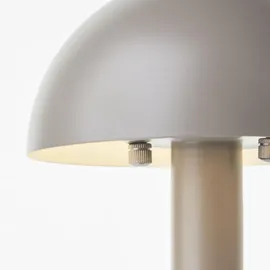 Lightbox Pilz-Design Tischlampe, H 27 cm, Ø 15 cm, E14-Fassung, Metall, taupe - Grau