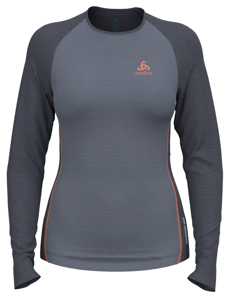 Odlo Performance Wool 150 Base Layer Damen Funktionsshirt folkstone gray - india ink