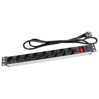 Perel - EBP08PDU-G 8-Fach PDU Steckdosenleiste für 19\"-RACK"