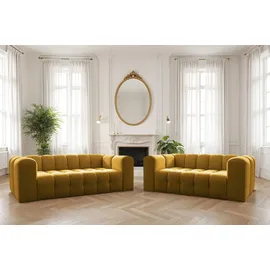 Fun Möbel Couch Stoff 4-Sitzer Gelb
