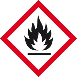 Aufkleber I Gefahrensymbol Flamme GHS 02, Folie, selbstklebend, 32x32mm, 16/Bogen, GHS-Verordnung