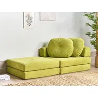 1-Sitzer Bodensofa Cord hellgrün mit Schlaffunktion OLDEN