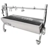 Beeketal 'BSG150' Profi Spanferkelgrill mit Grillmotor und höhenverstellbarem Drehspieß, mobiler Profi Spießgrill aus stabiler Edelstahl Konstruktion mit 4 bremsbaren 360° Grad Rollen