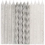 Unique Geburtstagskerzen Silber & Glitzerspirale - 24er Packung