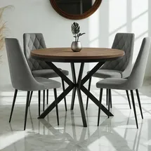 dekori.interiors Endik Ø 100/200 cm Eiche Lefkas/schwarz