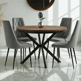 dekori.interiors Endik Ø 100/200 cm Eiche Lefkas/schwarz