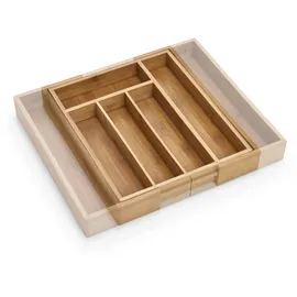 Zeller Besteckkasten Bambus ausziehbar 29-40 x 33,5 x 5 cm Braun