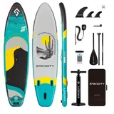 COIL SUP-Board Aufblasbares SUP Board Set – Stand Up Komplettset, (Set, mit Paddel, mit Pumpe), wasserdichte Handytasche, Stabil, Leicht, Zubehör blau|grau 335 cm