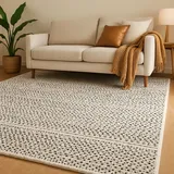 Myflair Wooly Nature Handwebteppich 60 x 90 cm Schwarz/Weiß