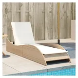 vidaXL Sonnenliege mit Auflage Beige 60x205x73 cm Poly Rattan