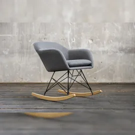 KAWOLA Schaukelstuhl Stella Schaukelsessel Esszimmerstuhl Stoff grau