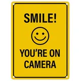 trendaffe Smile you're on camera Metallschild mit lachendem Gesicht Kamera filmen lachen