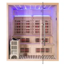 aea Zweifach-System Sauna: Infrarot & Trockendampfsauna mit Saunaofen