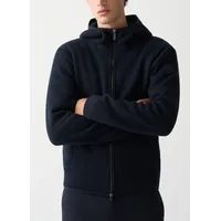 Colmar Kapuzenstrickjacke "MENS SWEATER", Herren, Gr. M, blau (marine), Strick, Obermaterial: 52% Polyester, 30% Schurwolle, 18% Polyacryl, unifarben, regular fit normal, hoch geschlossener Ausschnitt, abgesteppte Kante, Strickjacken, regular fit, mit Kapuze