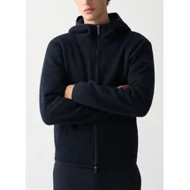 Colmar Kapuzenstrickjacke "MENS SWEATER", Herren, Gr. M, blau (marine), Strick, Obermaterial: 52% Polyester, 30% Schurwolle, 18% Polyacryl, unifarben, regular fit normal, hoch geschlossener Ausschnitt, abgesteppte Kante, Strickjacken, regular fit, mit Kapuze
