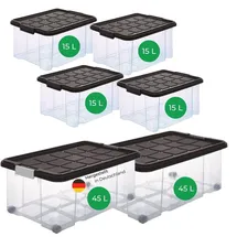 Novatool Novaliv Aufbewahrungsbox 2x45 L + 4x15 L 6-tlg. anthrazit