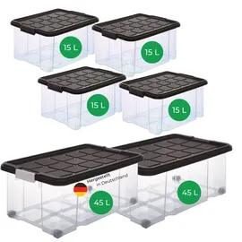 Novatool Novaliv Aufbewahrungsbox 2x45 L + 4x15 L 6-tlg. anthrazit