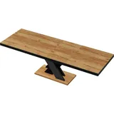 Design Esstisch Tisch HEN-111 Alteiche - Schwarz Hochglanz ausziehbar 160 bis 256 cm - Naturbelassen