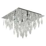 M2OUTLET M2 OUTLETLED-Kornleuchter Silber eckig, Chrom, Ø42cm, klar mit Besätzen