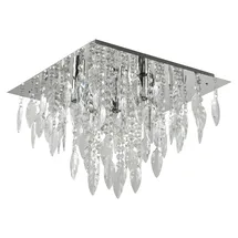 M2OUTLET M2 OUTLETLED-Kornleuchter Silber eckig, Chrom, Ø42cm, klar mit Besätzen