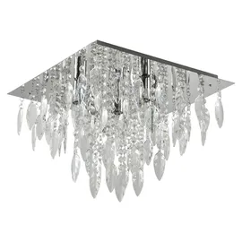 M2OUTLET M2 OUTLETLED-Kornleuchter Silber eckig, Chrom, Ø42cm, klar mit Besätzen