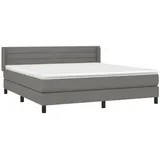 vidaXL Boxspringbett mit Matratze Dunkelgrau 160x200 cm Stoff