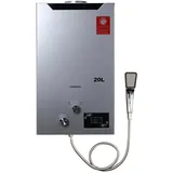 TABODD 40KW 20L Tragbarer Gas Durchlauferhitzer Propangas Campingdusche für Dusche im Außenbereich Dusche Bad Warmwasser Camping Dusche Warmwasserbereiter Warmwasserboiler, Silber