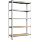 Songmics Schwerlastregal 5 Holzböden, 175kg Fachlast, silber, 200 x 120 x 60cm
