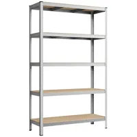 Songmics Schwerlastregal 5 Holzböden, 175kg Fachlast, silber, 200 x 120 x 60cm