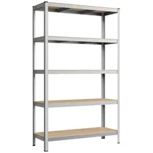 Songmics Schwerlastregal 5 Holzböden, 175kg Fachlast, silber, 200 x 120 x 60cm