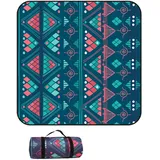 Treer Picknickdecke Wasserdicht isoliert Campingdecke Stranddecke Böhmischer Stil Faltbar Klein Groß Picknickmatte, für Outdoor Strand Camping Wandern Ausflüge (200x200 cm,Stil 2)