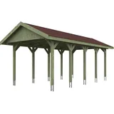 SKANHOLZ Skan Holz Wallgau - Satteldach Einzelcarport Breite 380 cm Gr. 2 - 380 x 750 cm Dachschalung Dachschalung mit Dachschindeln (rot) farblich unbehandelt Holzcarport