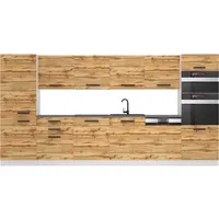 Belini Küchenzeile Küchenblock Naomi - Küchenmöbel 360 cm Einbauküche Vollausstattung ohne Elektrogeräten mit Hängeschränke und Unterschränke, mit Arbeitsplatten, Wotan-Eiche