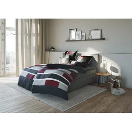 H.I.S. Bettwäsche "Etienne in Gr. 135x200 oder 155x220 cm", rot (anthrazit, rot), B/L: 135cm x 200cm, 1 Stk., 1 Stk., Linon, B/L: 80cm x 80cm, 2 Stk.
