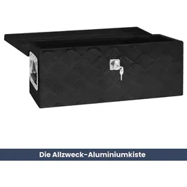 deluke DELUKE® Aluminiumbox mit Deckel Abschließbar Alubox Deichselbox Alu Anhängerbox Werkzeugkiste Transportbox Metallkiste, 60x23,5x23cm Schwarz