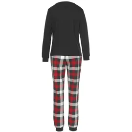 LASCANA Damen Pyjama schwarz-rot-gemustert Gr.44/46