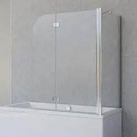 Schulte Duschabtrennung für Badewanne Angle, 2-teilig mit Seitenwand, Profilfarbe