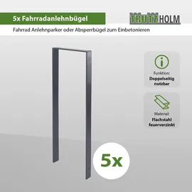 Trutzholm 5 x Fahrradanlehnbügel 119 x 39 cm Flachstahl 13 mm Anthrazit Einbetonieren