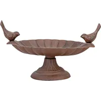 Esschert Design Vogeltränke aus Gusseisen, mit 2 Vögeln, Vogelbad,