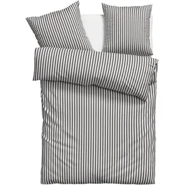 LeGer Home by Lena Gercke Bettwäsche "Linnea", grau (anthrazit), B/L: 155cm x 220cm, 1 Stk., 1 Stk., Renforcé, B/L: 80cm x 80cm, 2, Renforcé, Obermaterial: 100% Baumwolle, LEGER HOME BY LENA GERCKE, Bettwäsche, Bettwäsche, aus 100% Baumwolle, Streifendesign