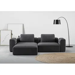 Ecksofa RAUM.ID "Cushid L-Form", grau (anthrazit), B:268cm H:62cm T:191cm, 100% Polyester, Sofas, Modulset, bestehend aus 3 Teilen