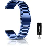 CeiBand Edelstahl Metall Armband für 20MM 22MM 18MM Schnellverschluss Verstellbare Watch Metall Uhrenarmbänder Unisex Ersatzarmband Uhrband Geeignet für Herren und Damen Armbänder - Blau