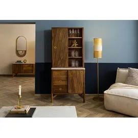MASSIVMOEBEL24.DE Buffet 80 x 45 x 180 cm Braun Geölt/Weiß