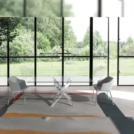 ac angel cerda Angel Cerdá Esstisch Rechteckig gehärtetes Glas aus verchromter Stahl 1061-150x95